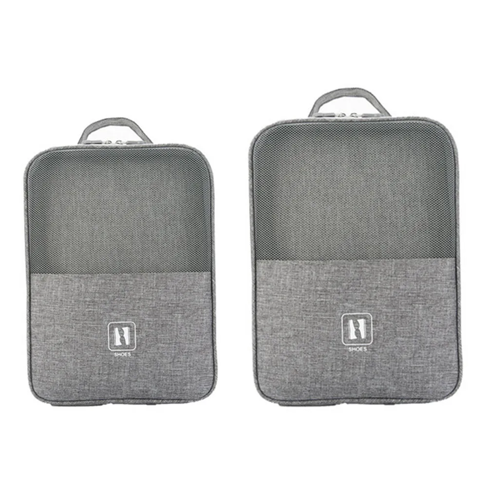 2-Pack Set Travel Environmental Water Resistant Shoe Pouches Portable Storage Bags Grey