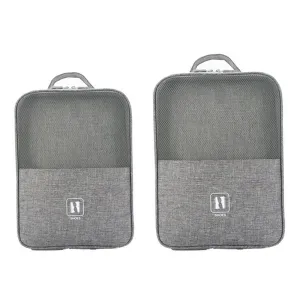 2-Pack Set Travel Environmental Water Resistant Shoe Pouches Portable Storage Bags Grey