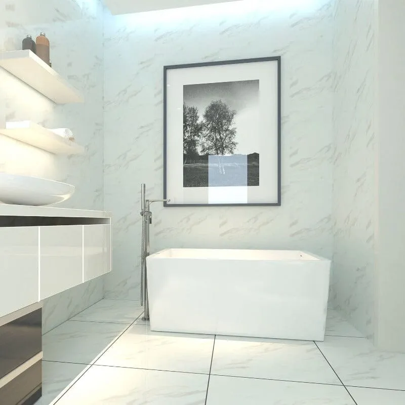47'' Rectangular Acrylic Soaking Bathtub with Built-In Seat