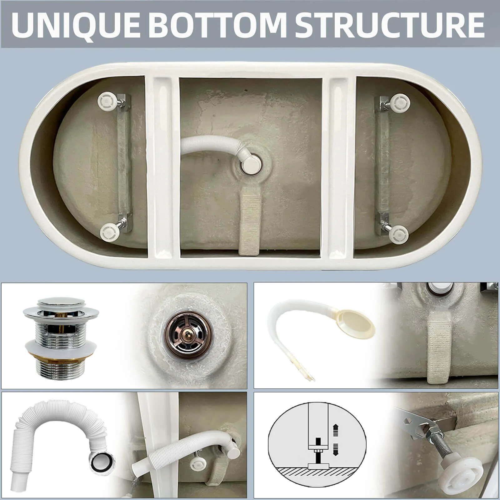 55" Acrylic Soaking Tub with Adjustable Feet
