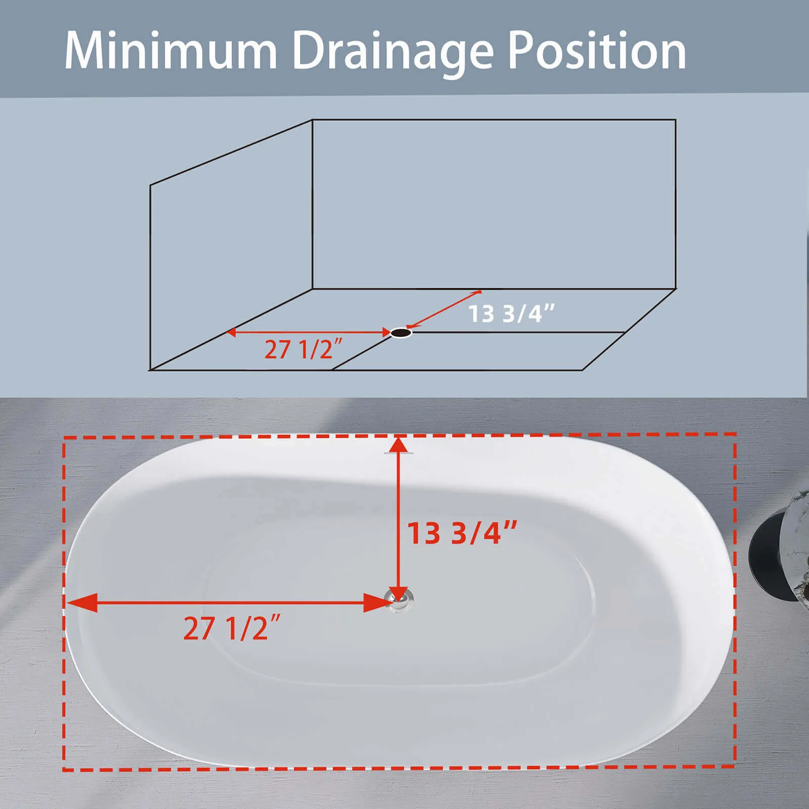 55" Acrylic Soaking Tub with Adjustable Feet