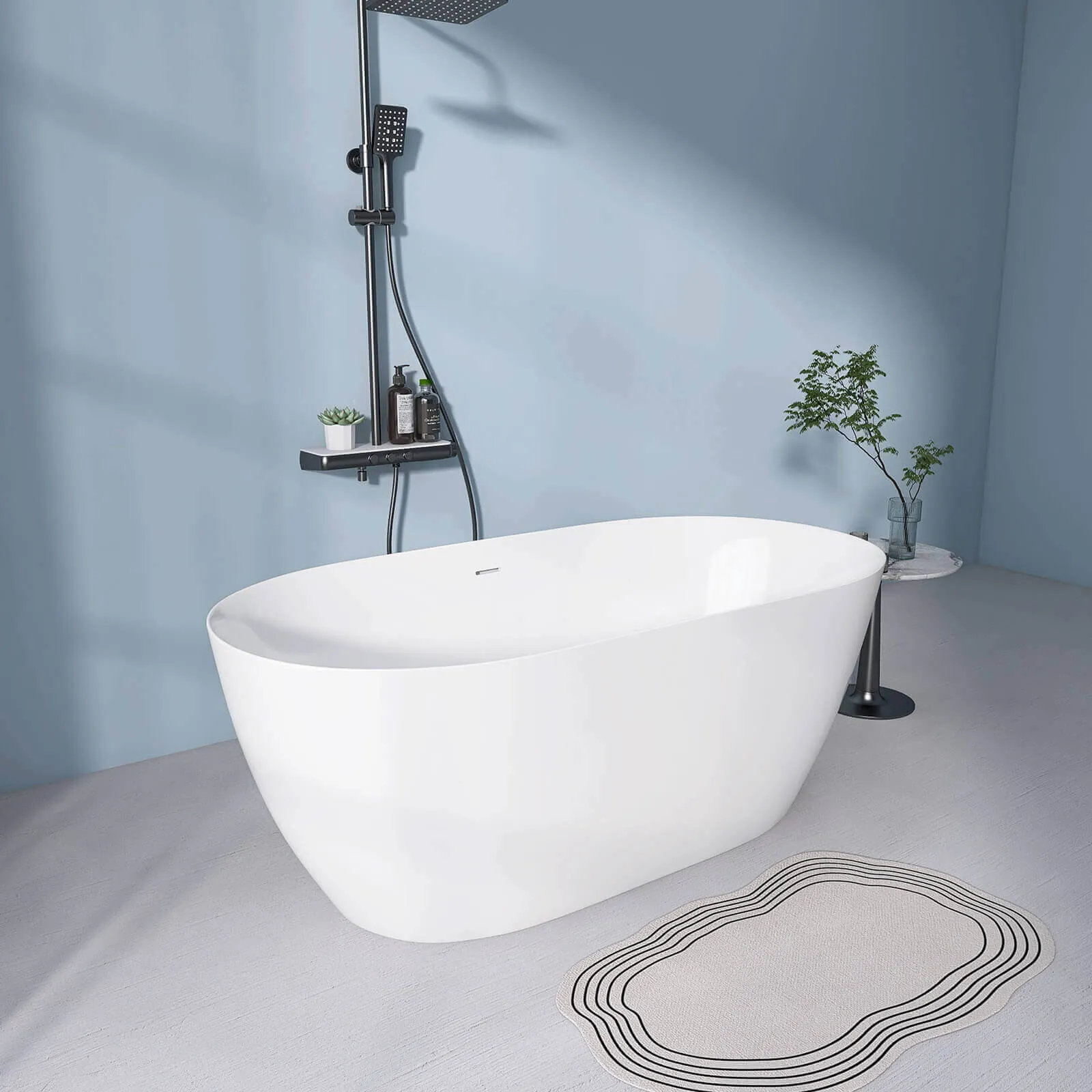 55" Acrylic Soaking Tub with Adjustable Feet