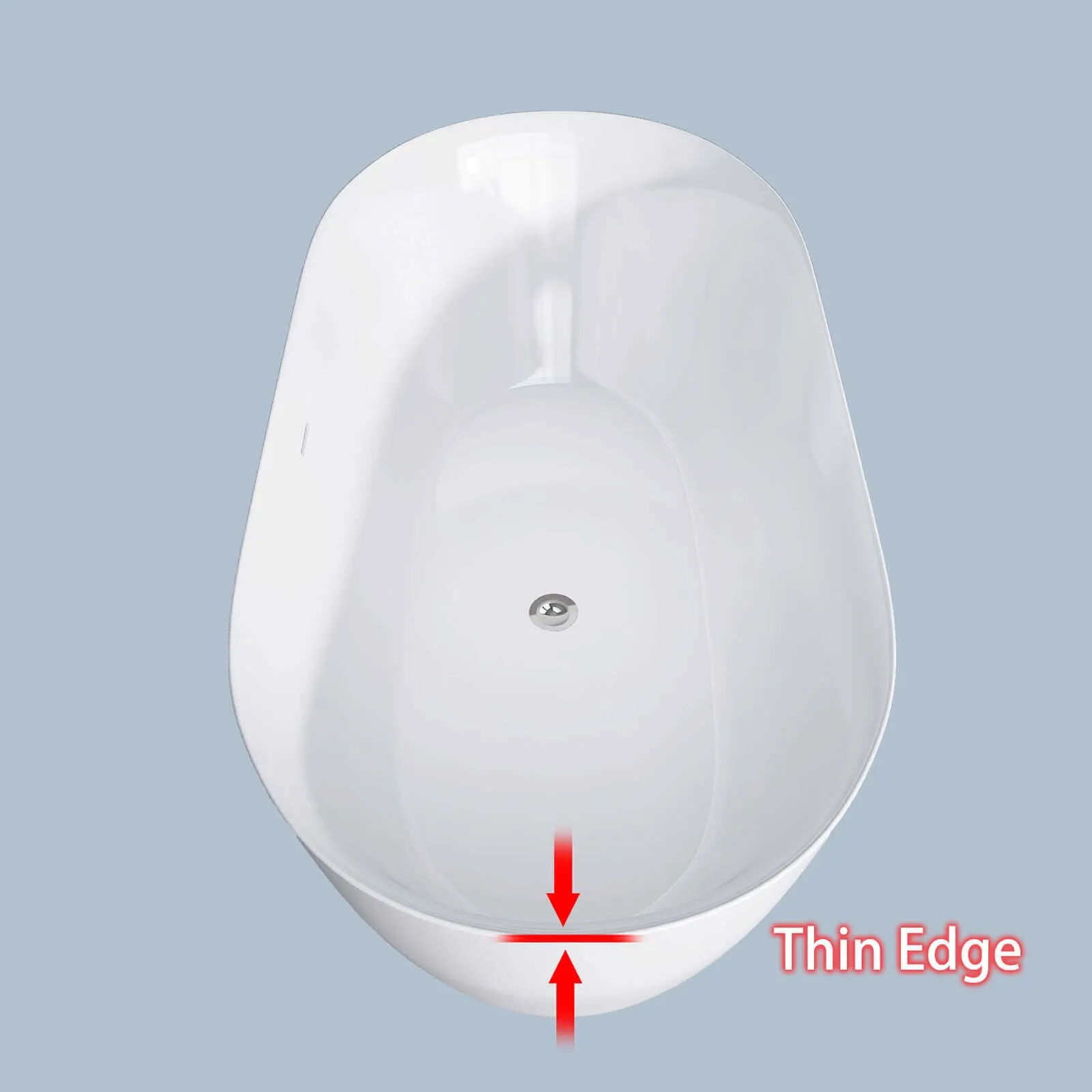 55" Acrylic Soaking Tub with Adjustable Feet