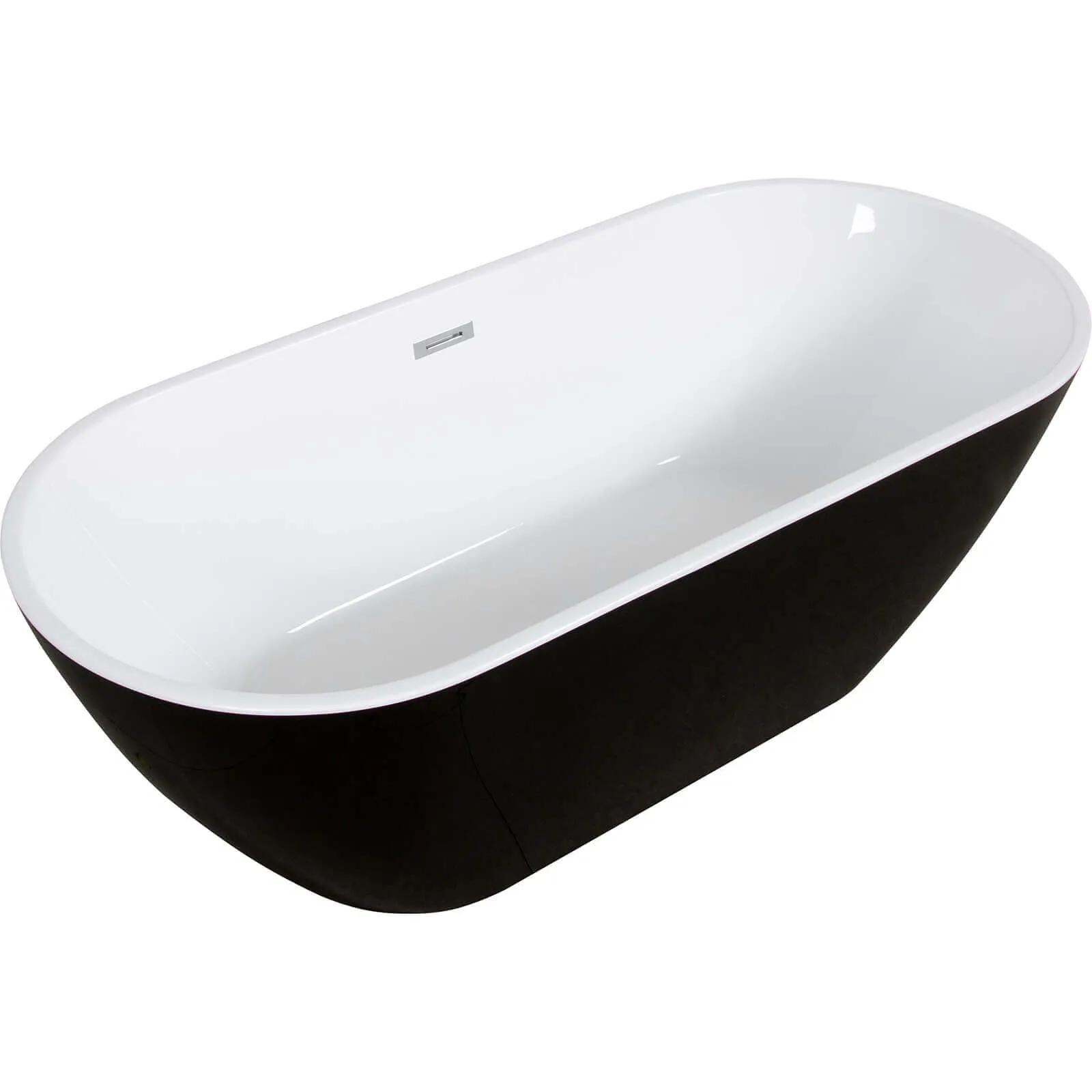 59'' White   Black Acrylic Soaking Tub