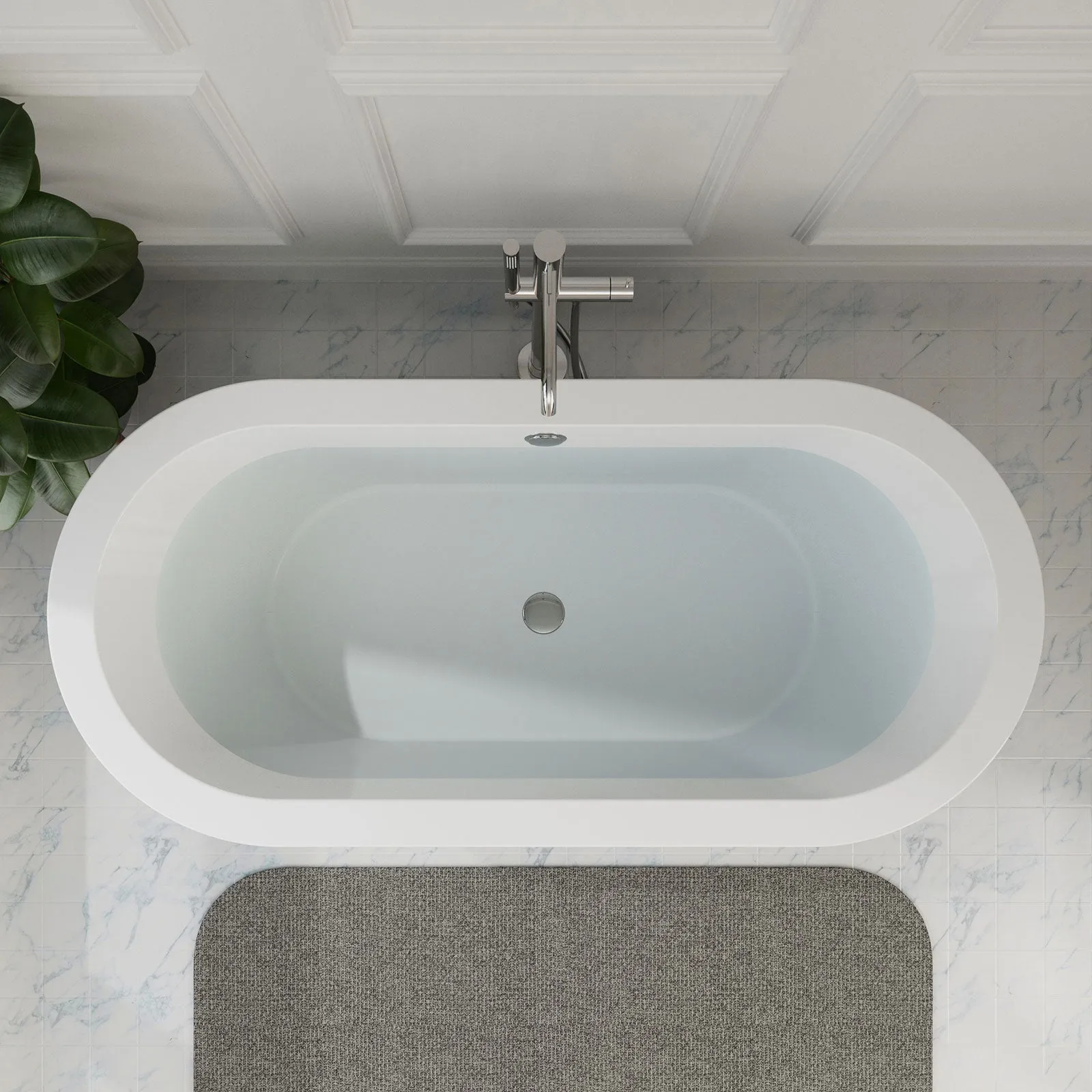 59" Freestanding Soaking Tub with Center Drain