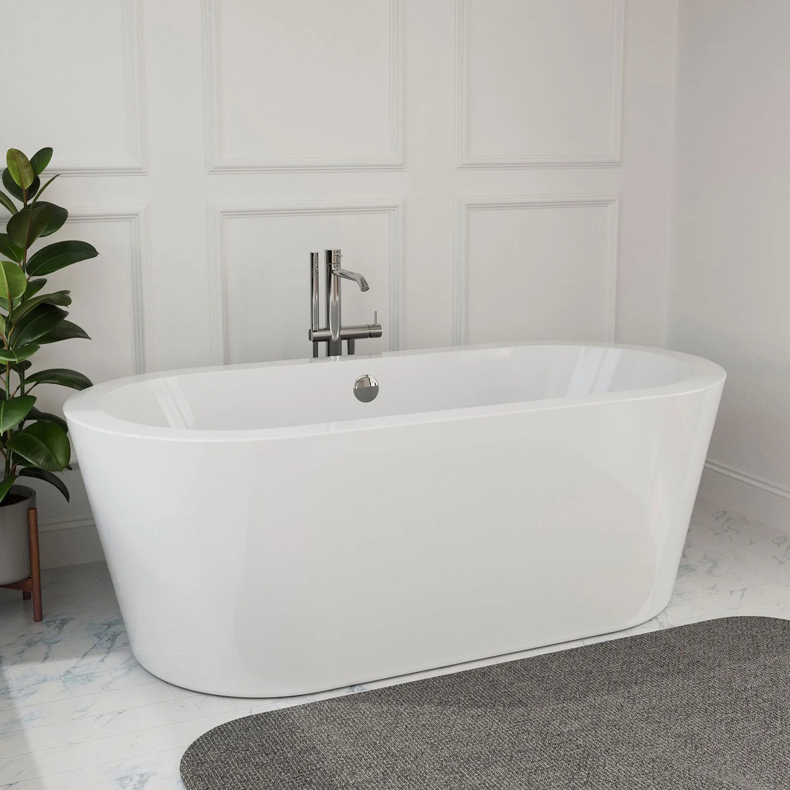59" Freestanding Soaking Tub with Center Drain