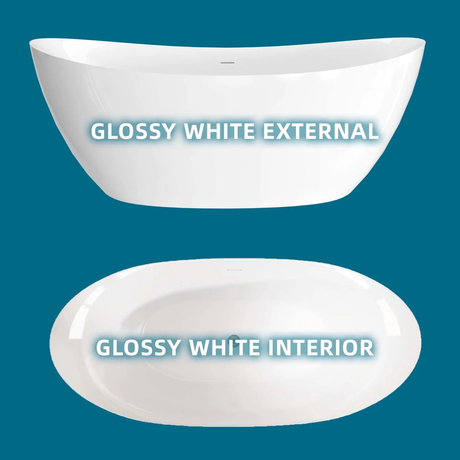 68'' Double Slipper Acrylic Soaking Bathtub