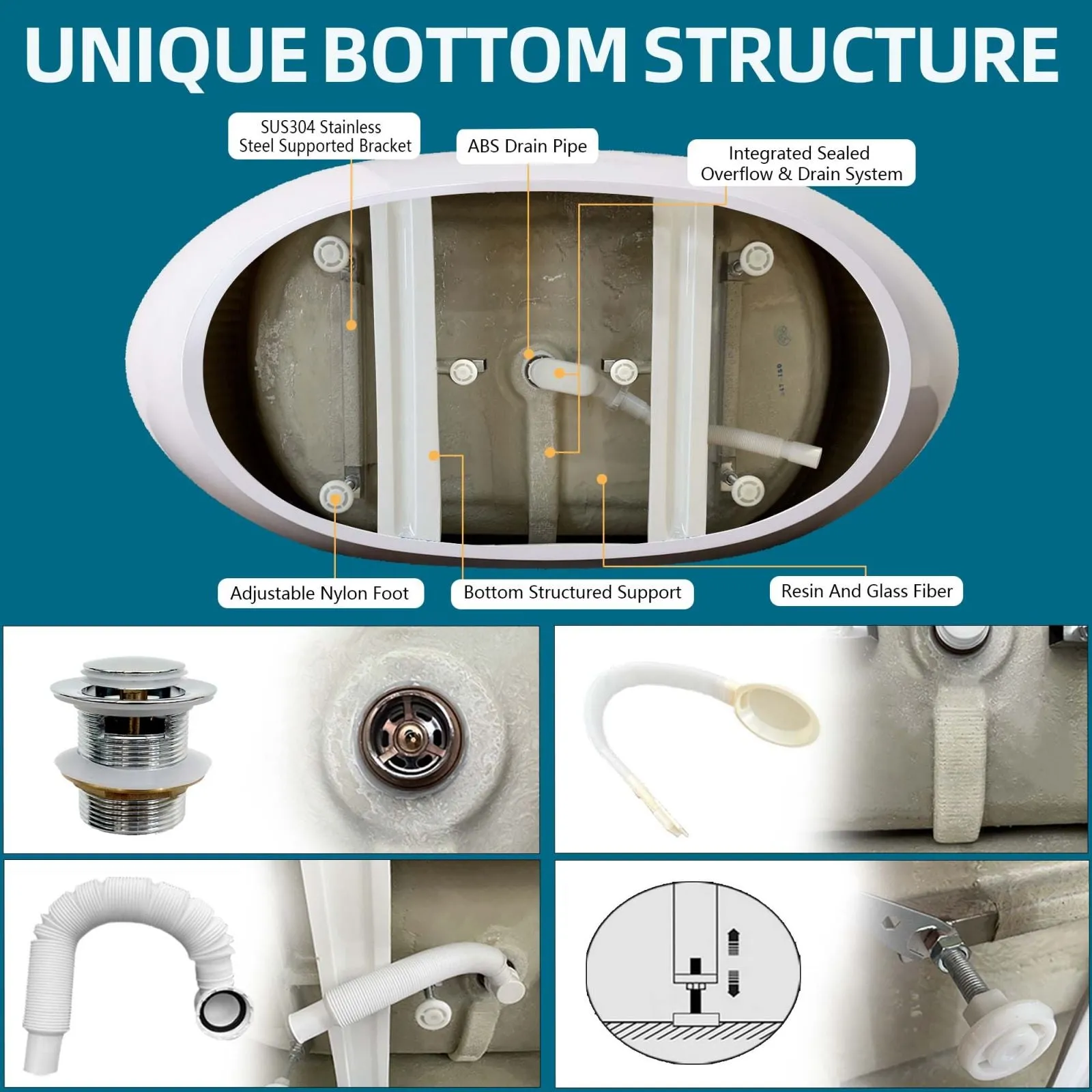 68'' Double Slipper Acrylic Soaking Bathtub