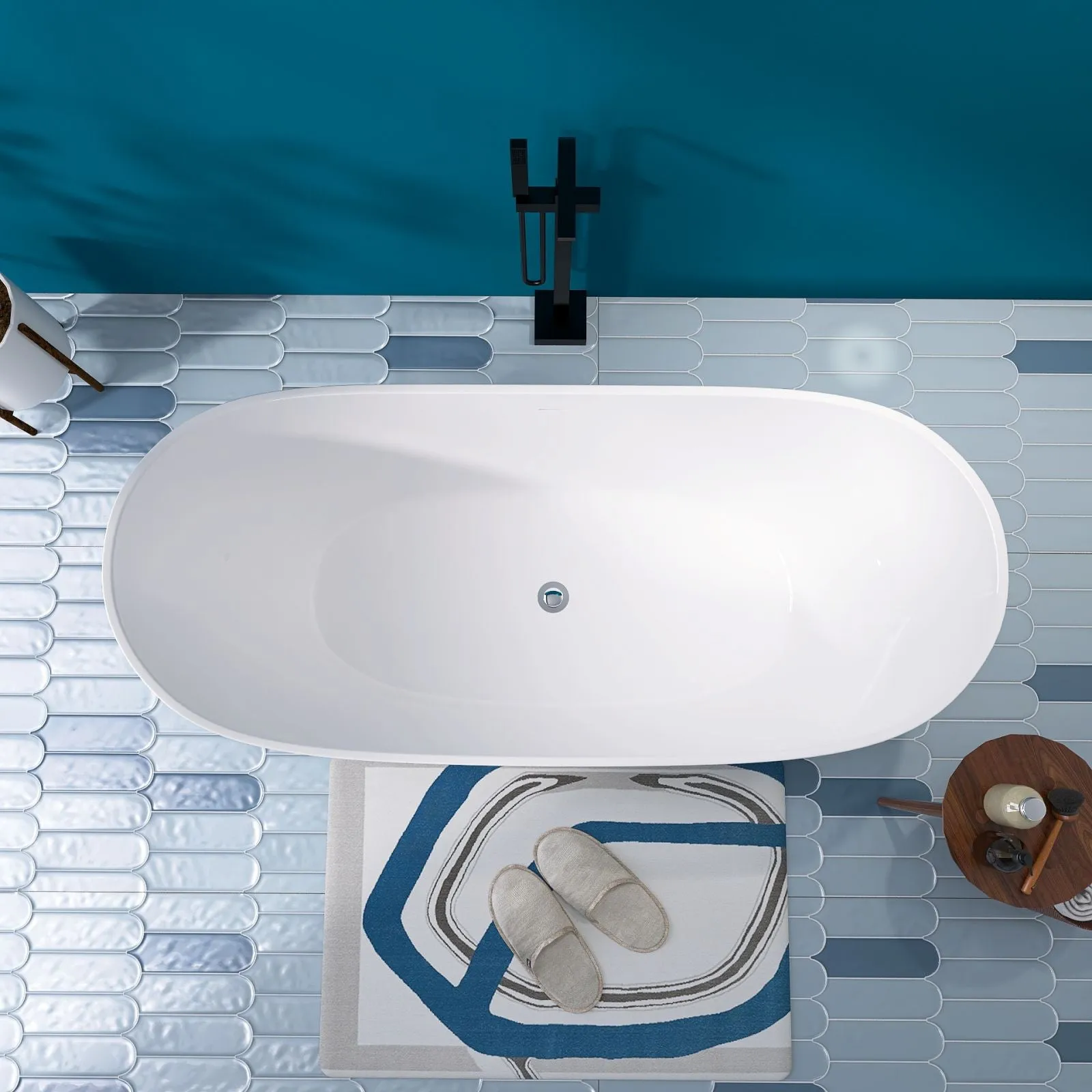 68'' Double Slipper Acrylic Soaking Bathtub