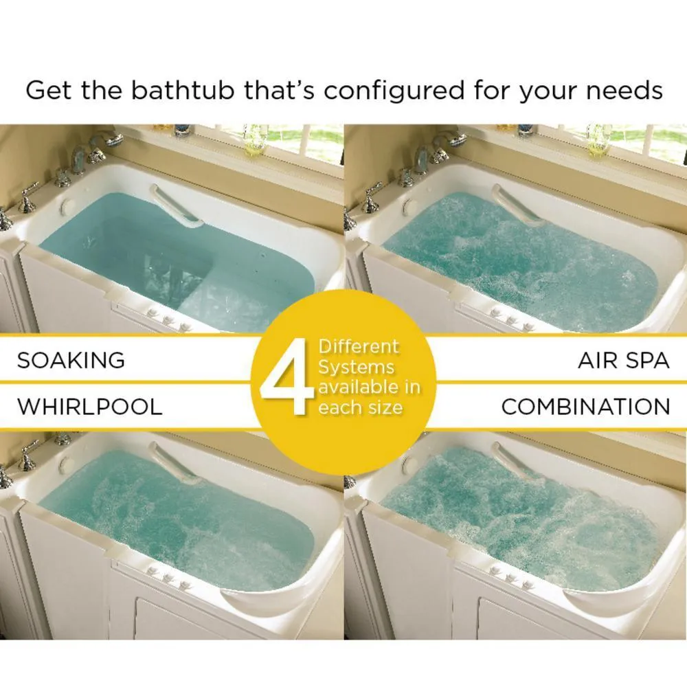 Acrylic Luxury 48 in. x 28 in. Left Hand Walk-In Whirlpool and Air Bathtub in Linen