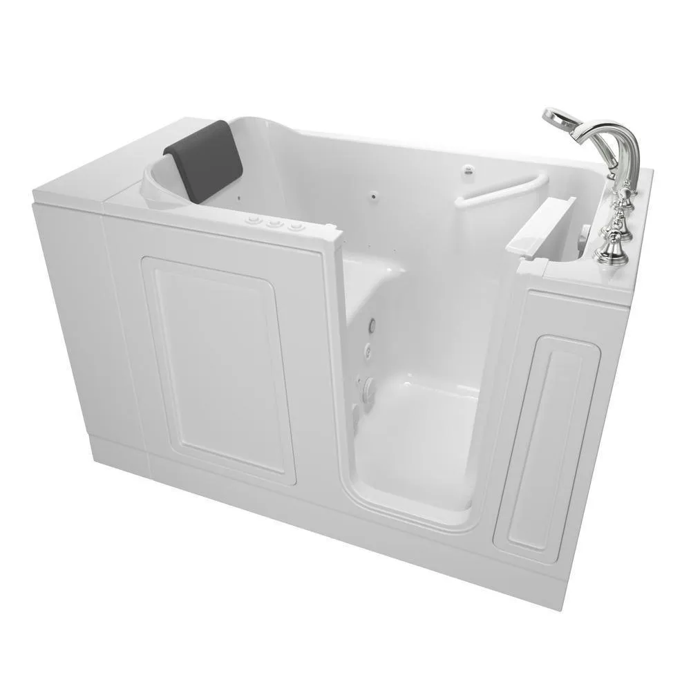 Acrylic Luxury 51 in. x 30 in. Left Hand Walk-In Whirlpool and Air Bathtub in White