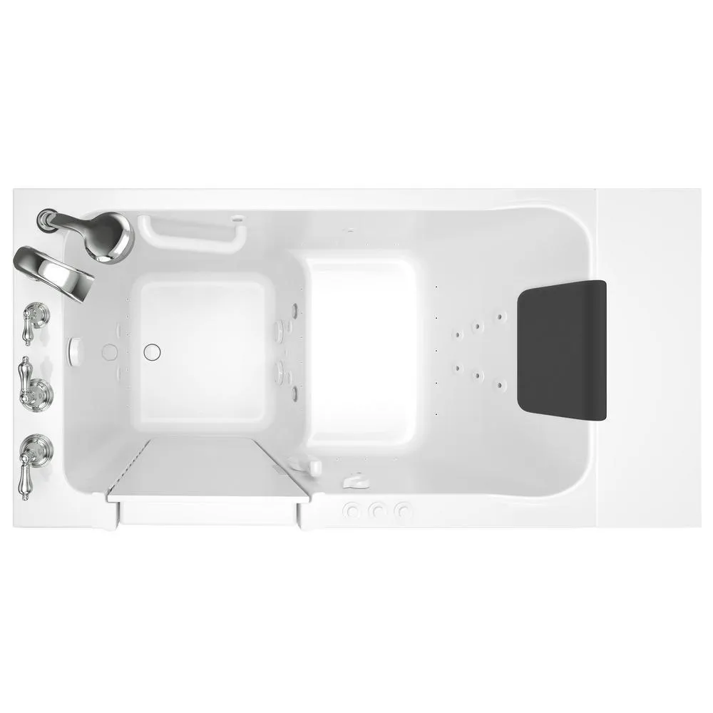 Acrylic Luxury 51 in. x 30 in. Left Hand Walk-In Whirlpool and Air Bathtub in White