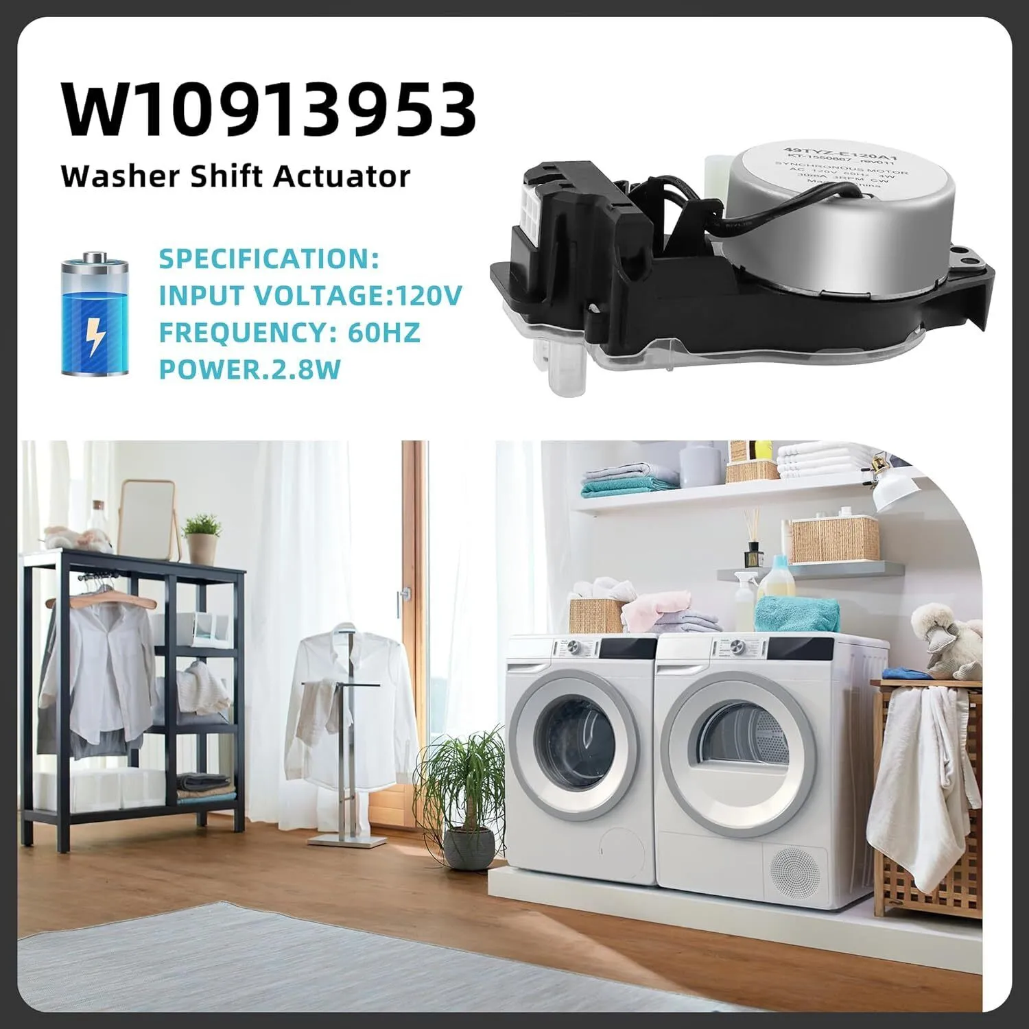 Actuator Compatible with Whirlpool Washer W10913953 W10597177 W10815026 AP60372