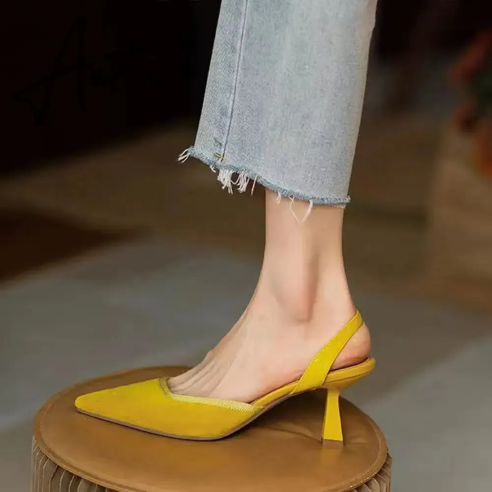 Aiertu Women High Heels Brand Pumps Shoes Pointed Toe Slingback Summer Sexy Zapatos De Mujer Plataforma Sandales Sapatos Feminino