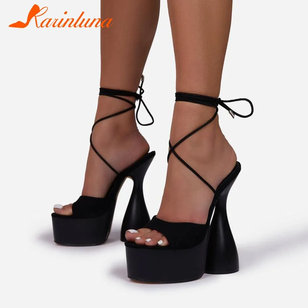 Amozae-- Luxury Brand New Ladies   High Heels Sandals Ankle Strap Platform Summer Sandals Women Dress Stylish Shoes Woman