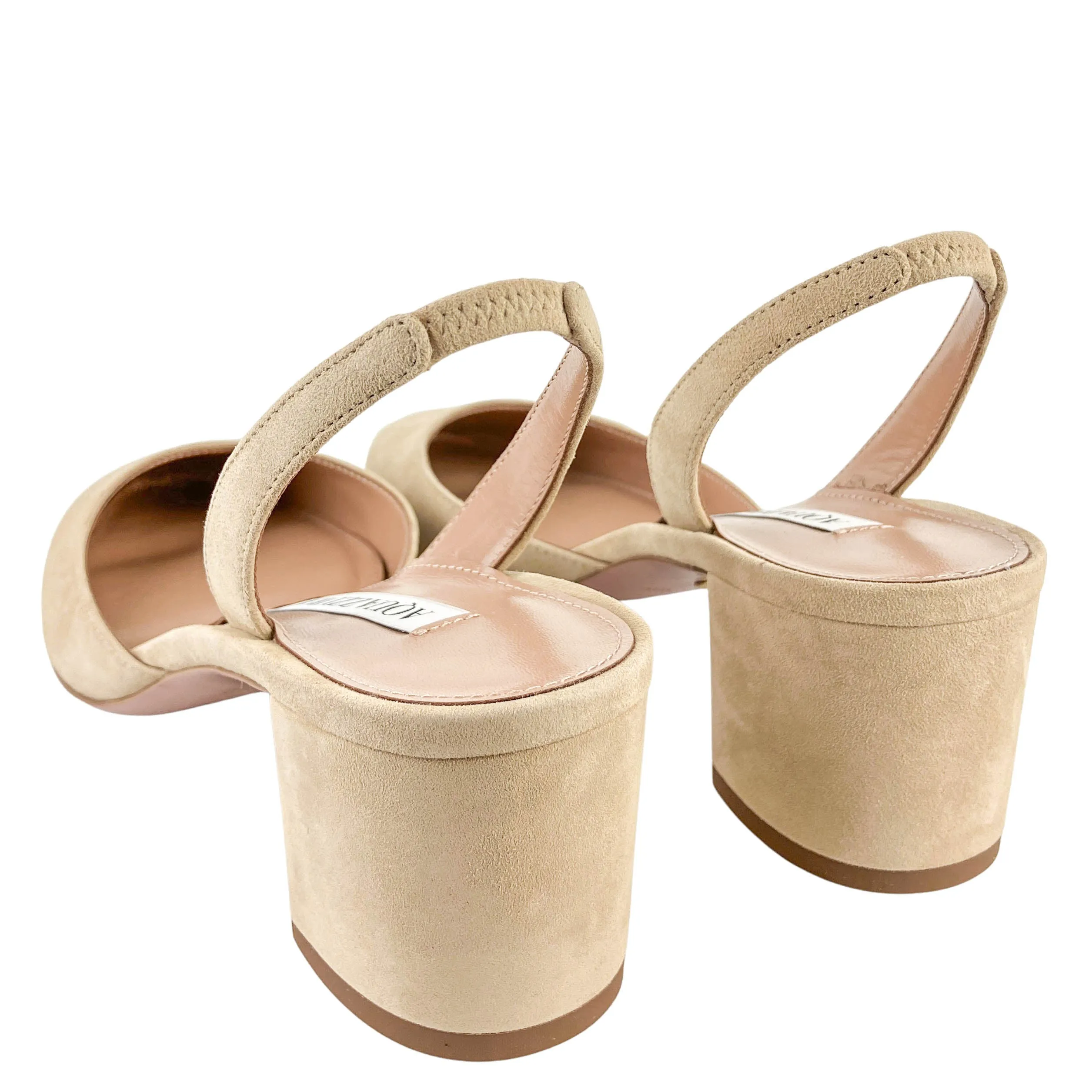 Aquazzura Talita 50 Suede Pumps in Nude