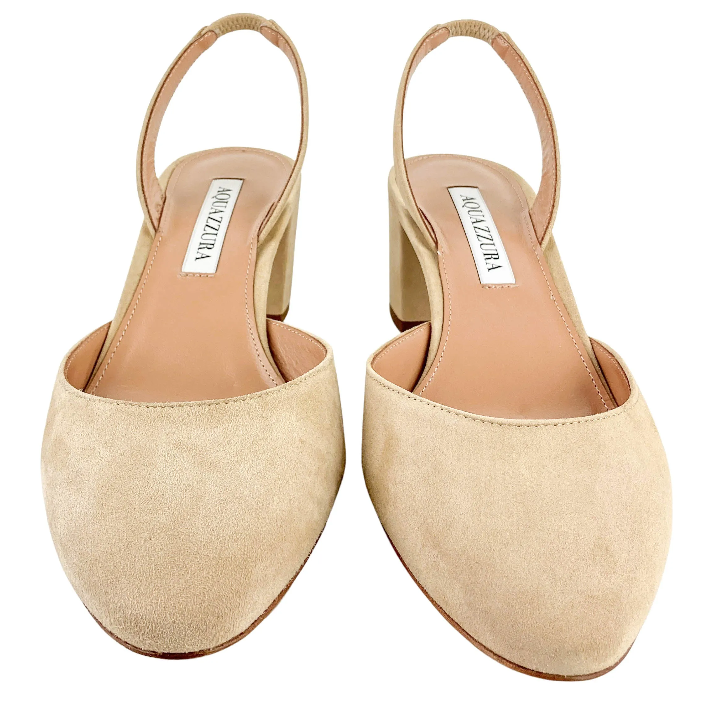 Aquazzura Talita 50 Suede Pumps in Nude
