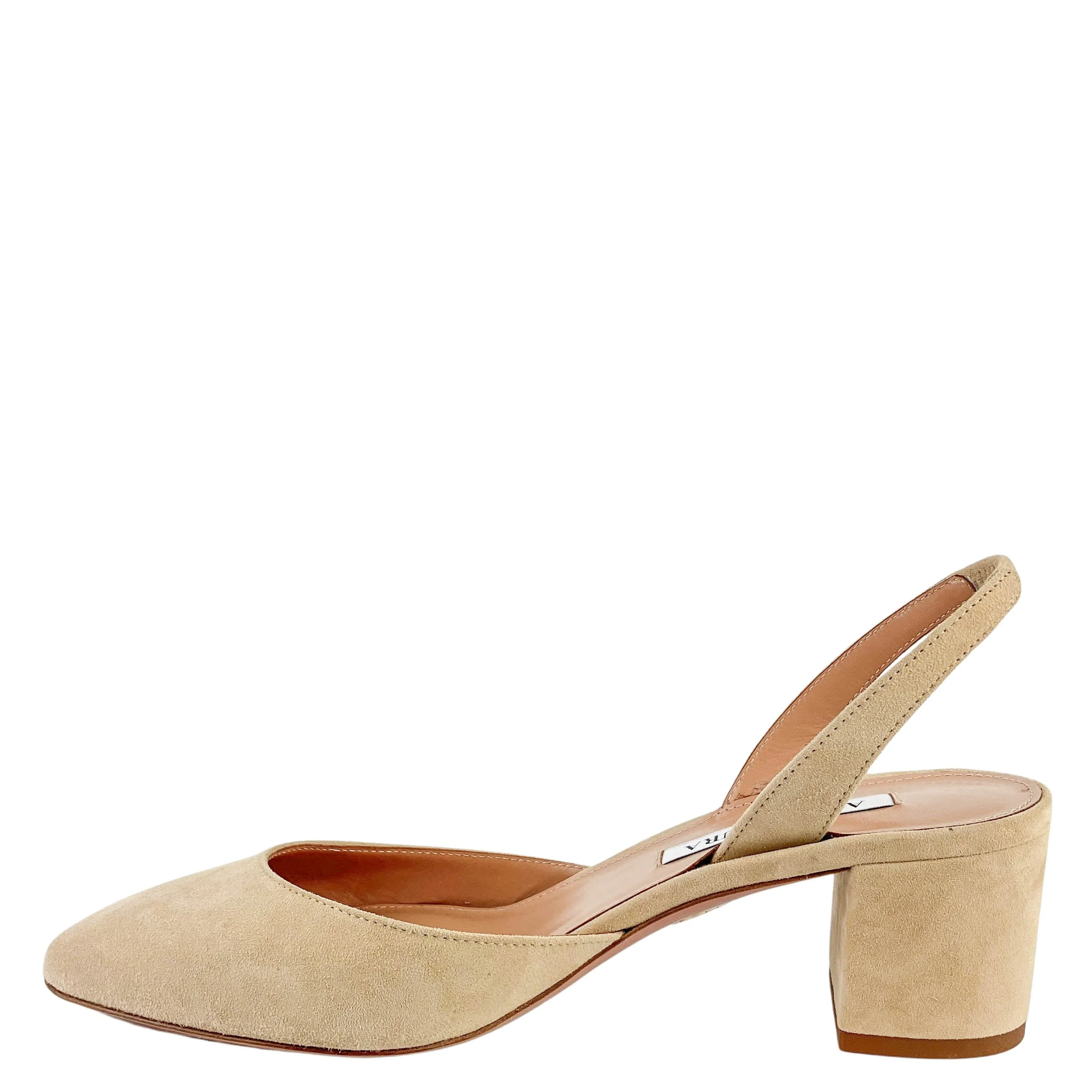 Aquazzura Talita 50 Suede Pumps in Nude