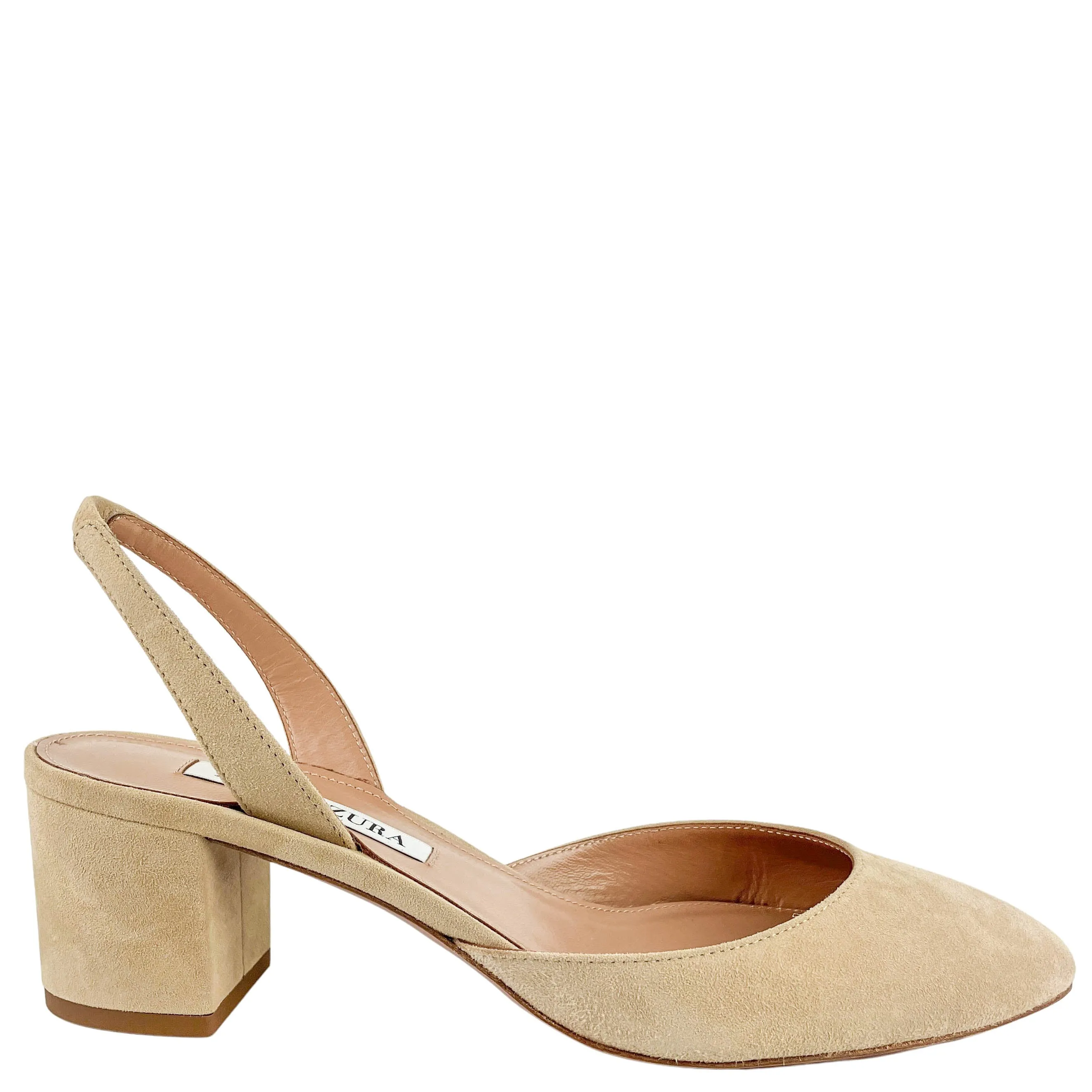 Aquazzura Talita 50 Suede Pumps in Nude