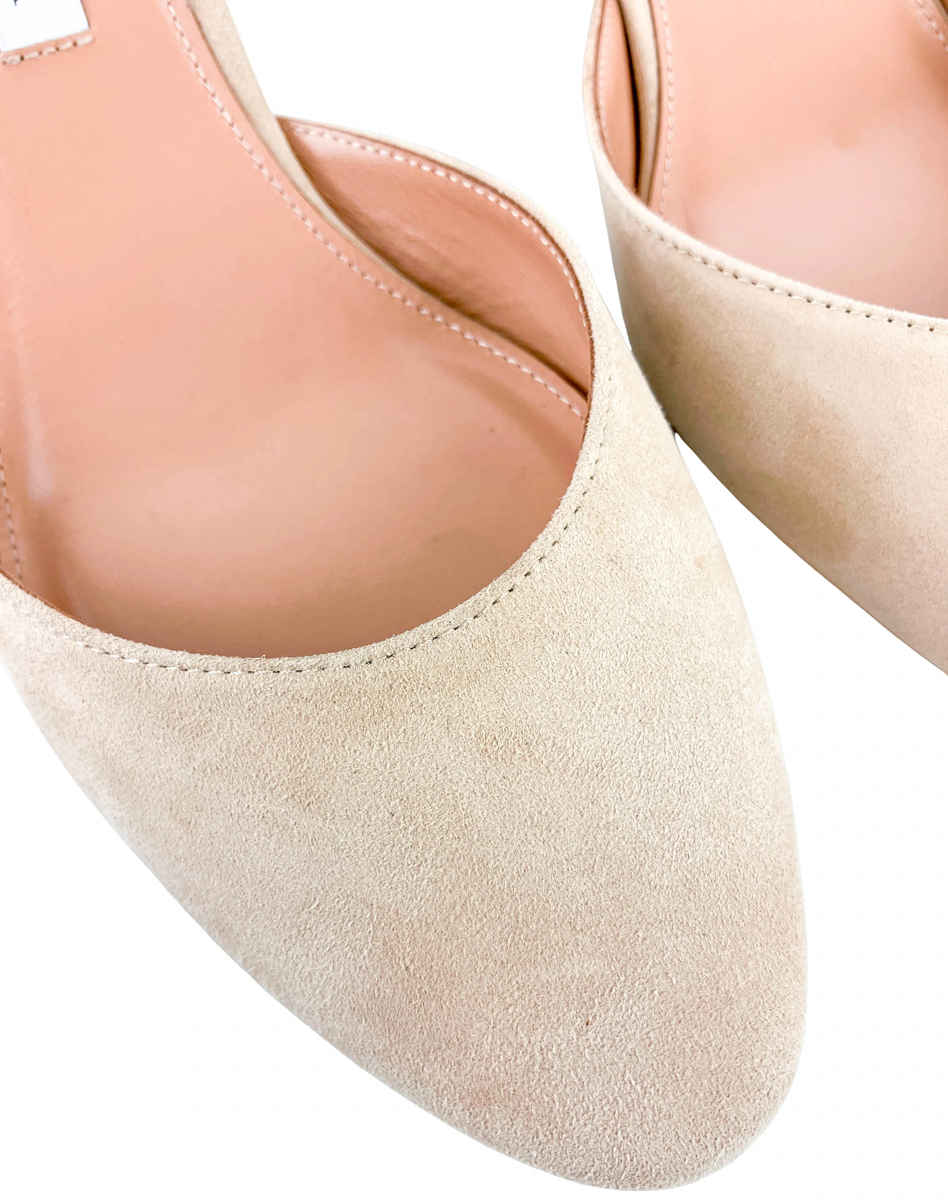 Aquazzura Talita 50 Suede Pumps in Nude