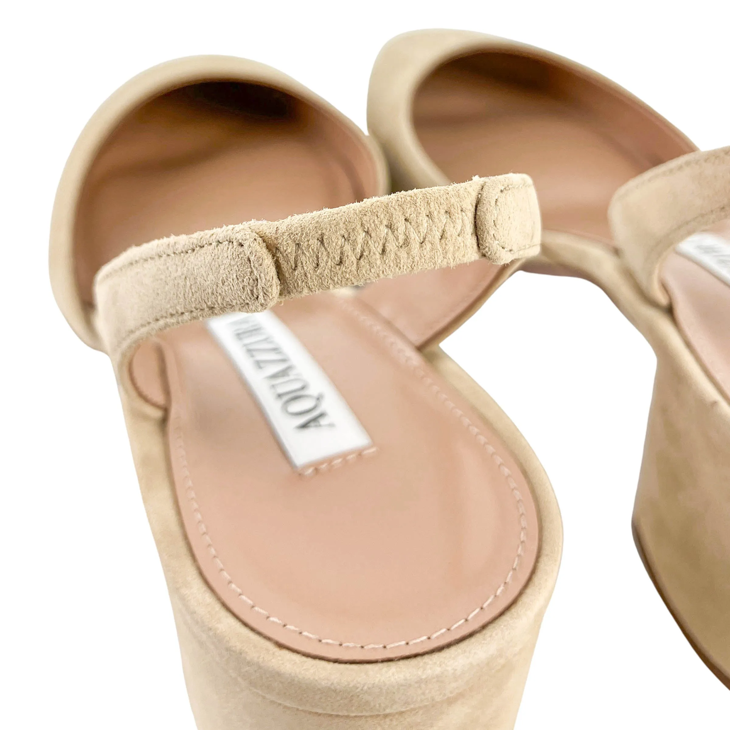 Aquazzura Talita 50 Suede Pumps in Nude