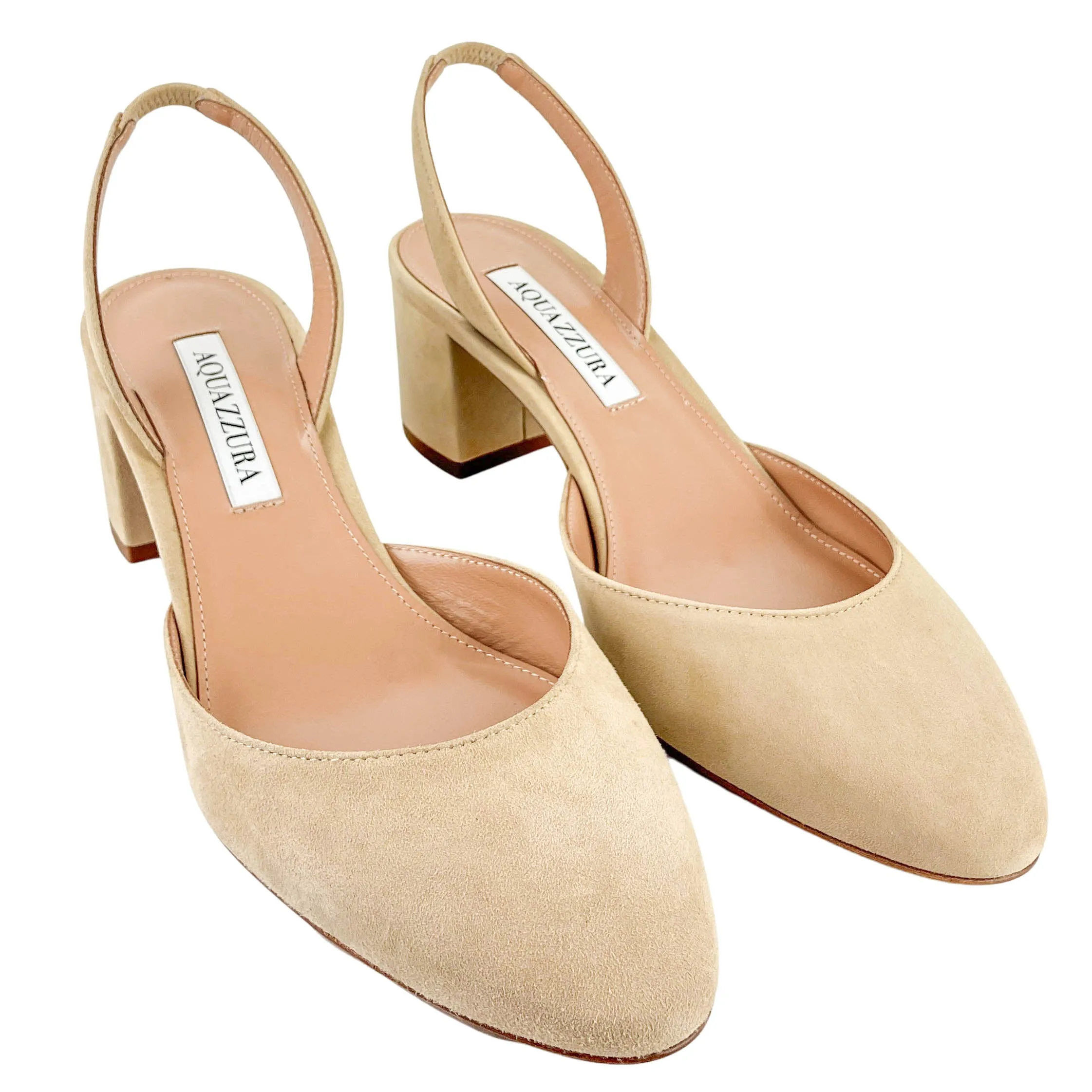 Aquazzura Talita 50 Suede Pumps in Nude