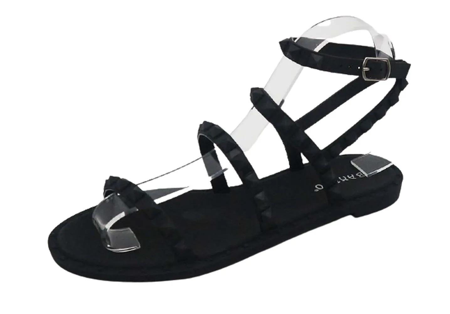 Bamboo Holiday-01 Women's Flat Studded Sandals Gladiator Sandals Black Jelly