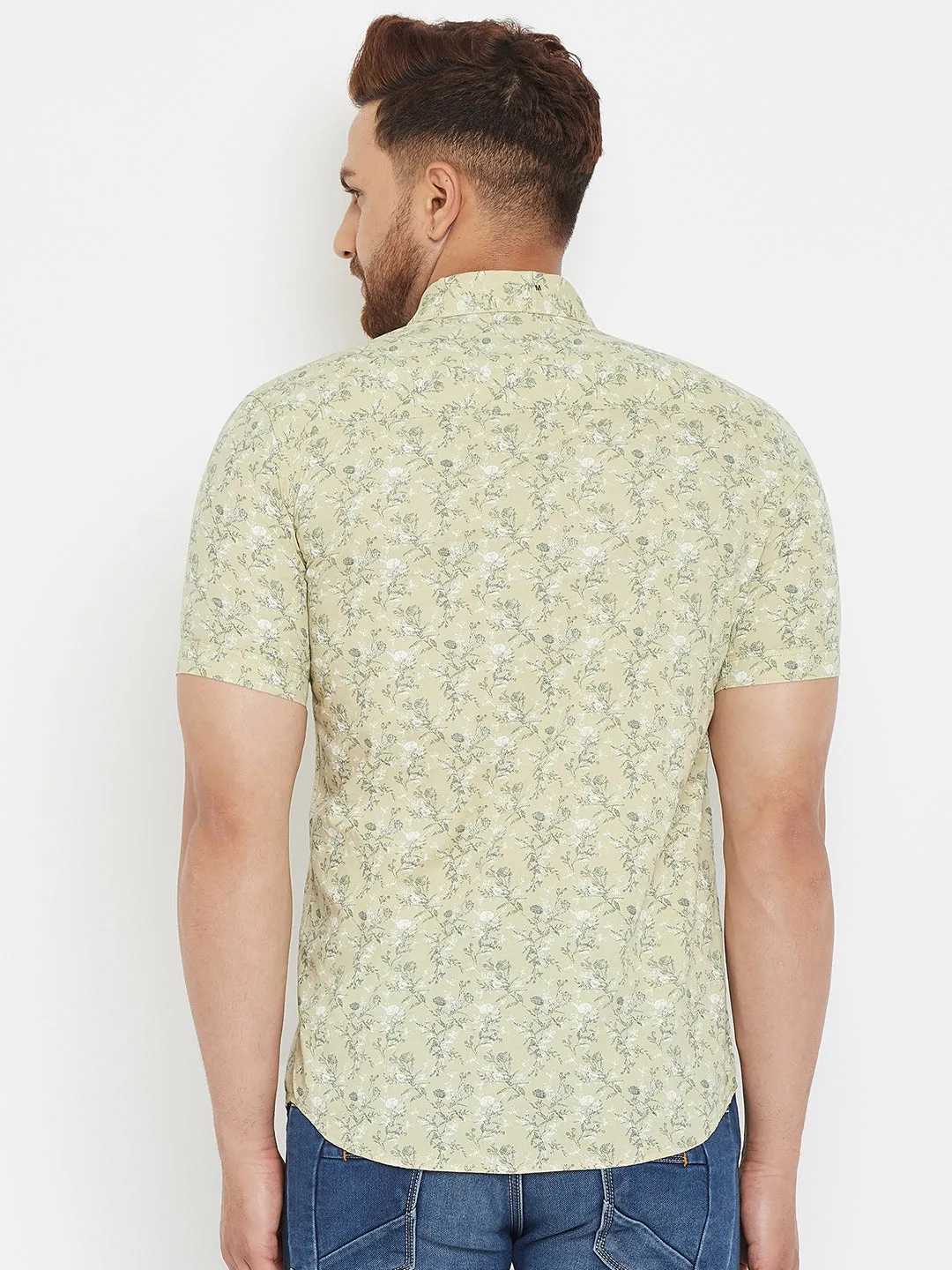 Beige Printed Floral Shirt