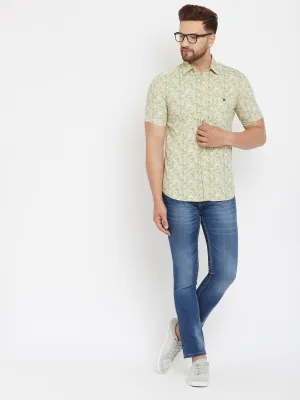 Beige Printed Floral Shirt