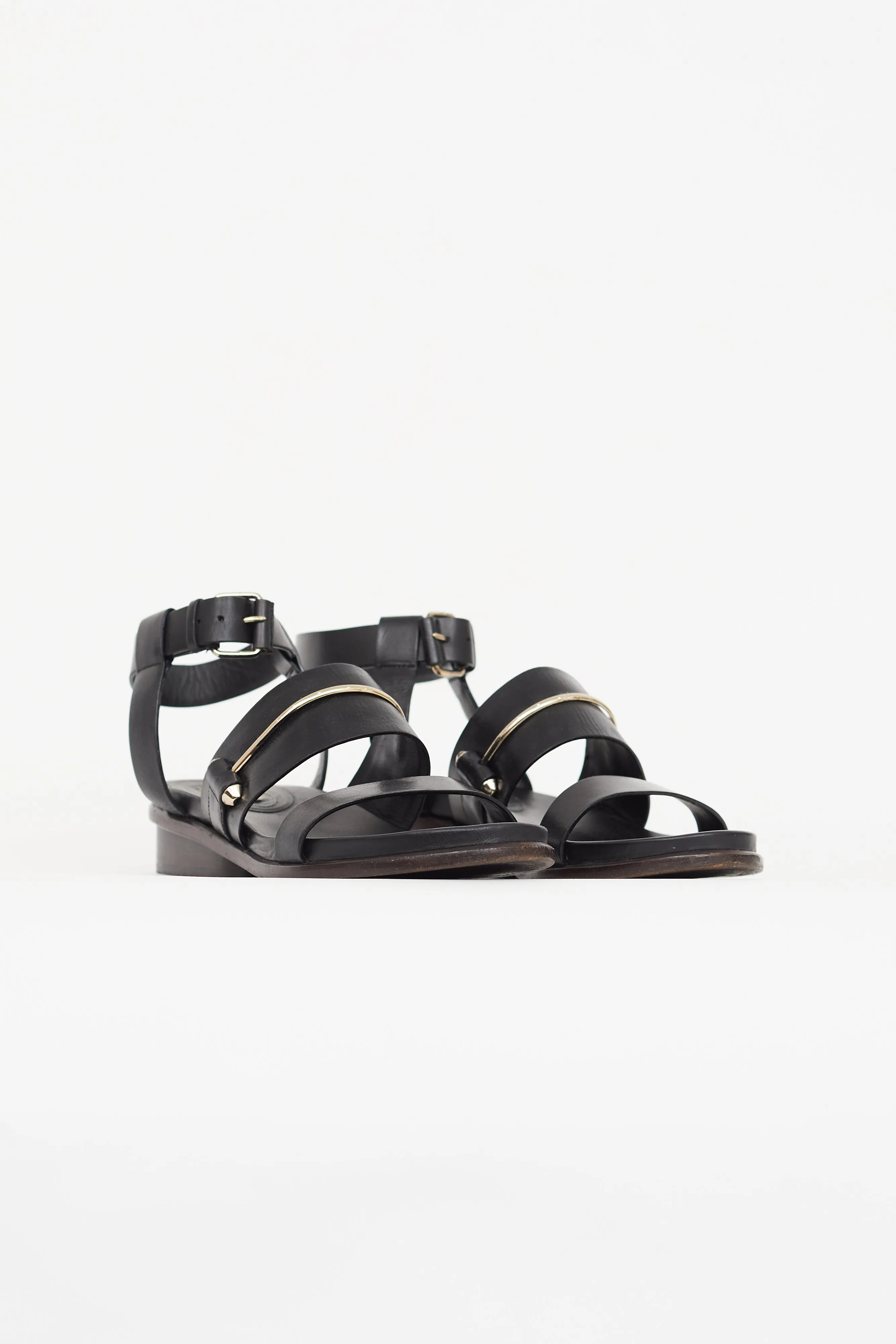Black Metal Bar Gladiator Sandal