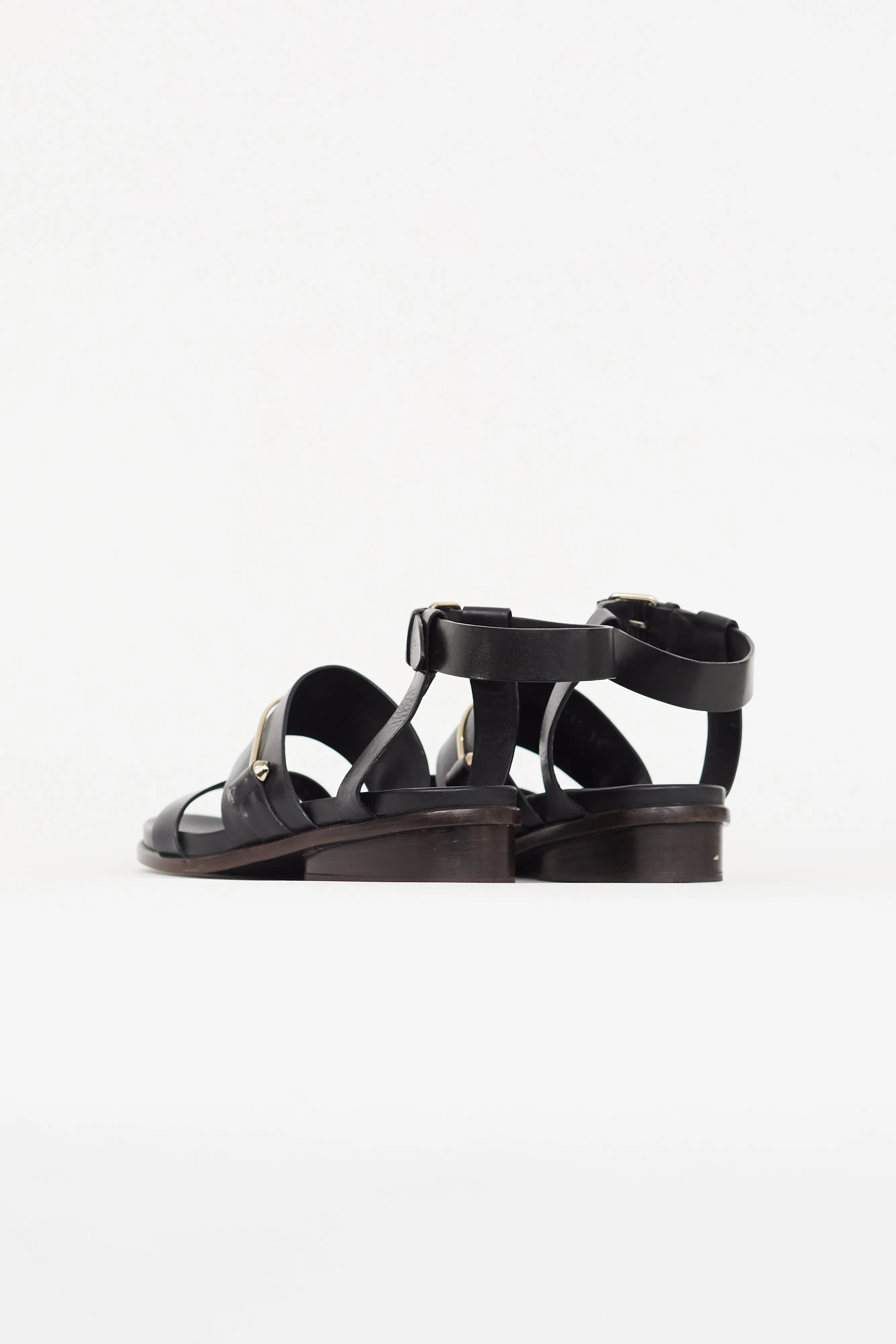 Black Metal Bar Gladiator Sandal