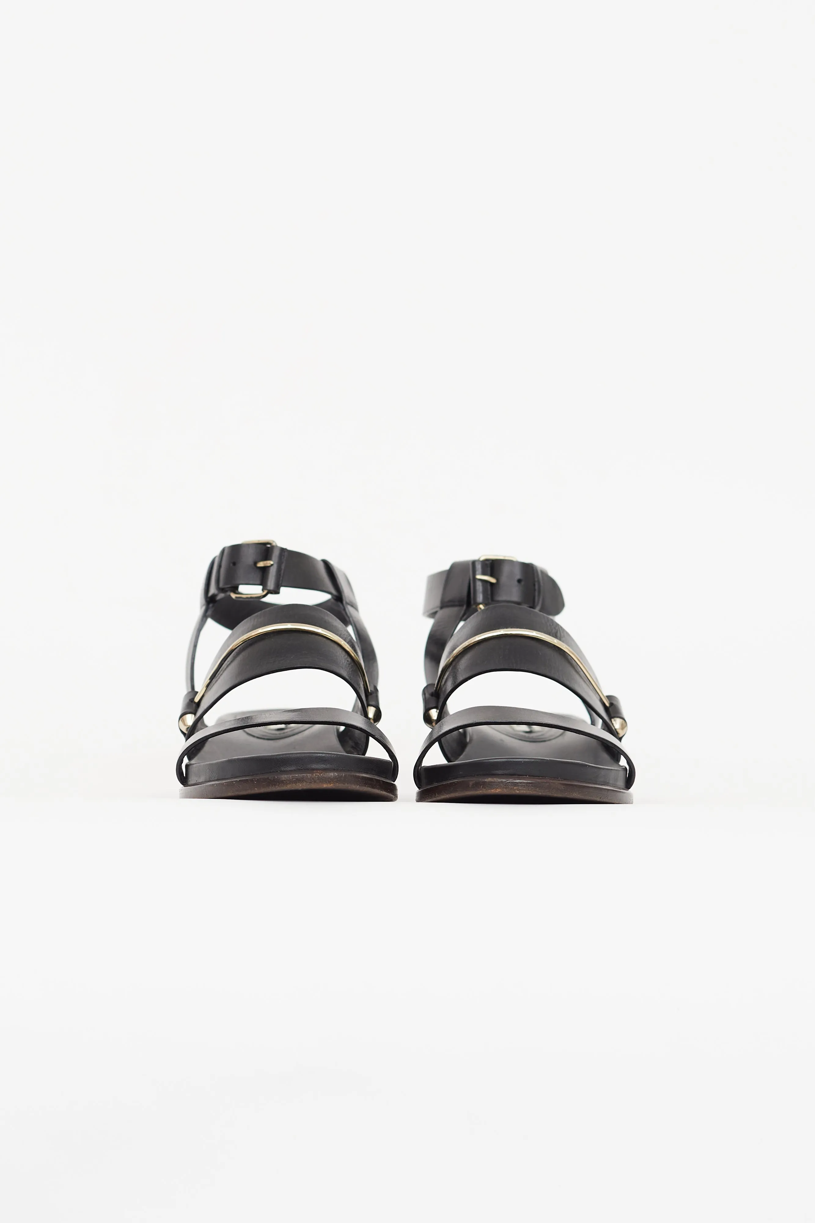 Black Metal Bar Gladiator Sandal