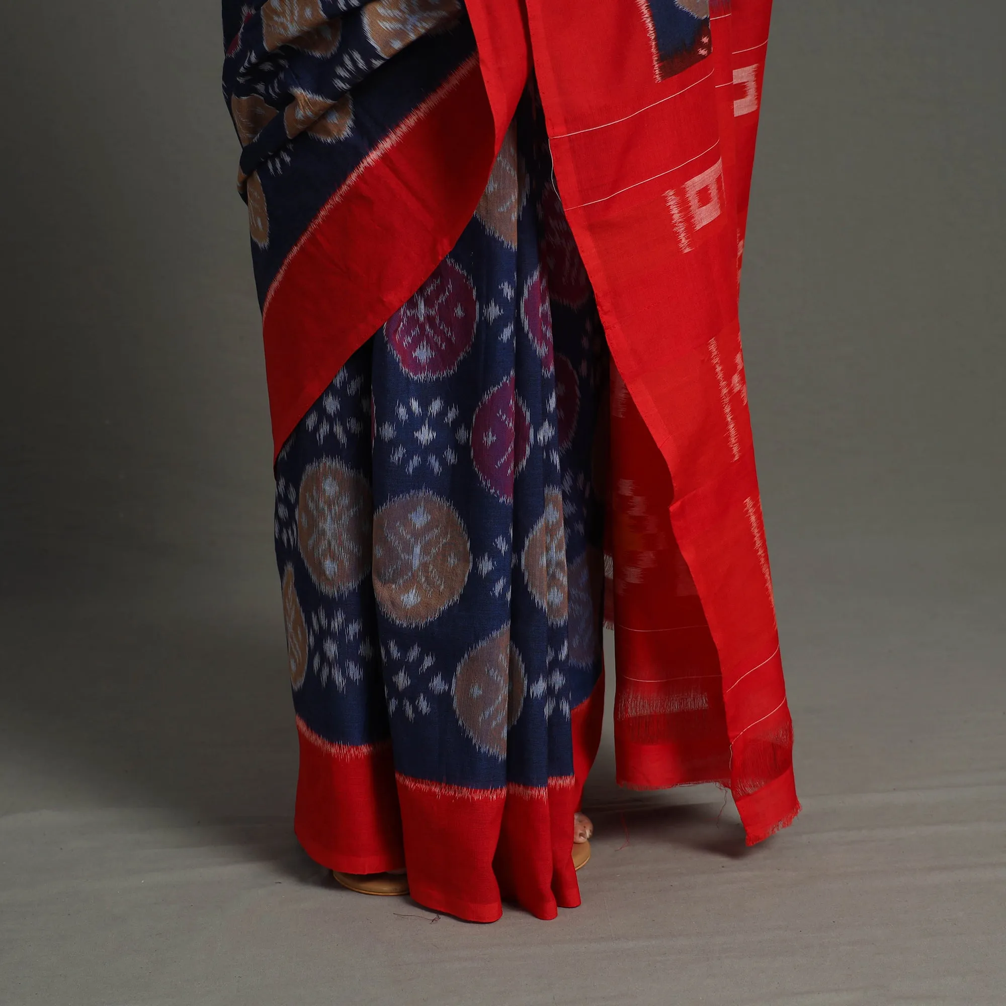 Blue - Mercerised Cotton Handloom Pochampally Ikat Saree 49