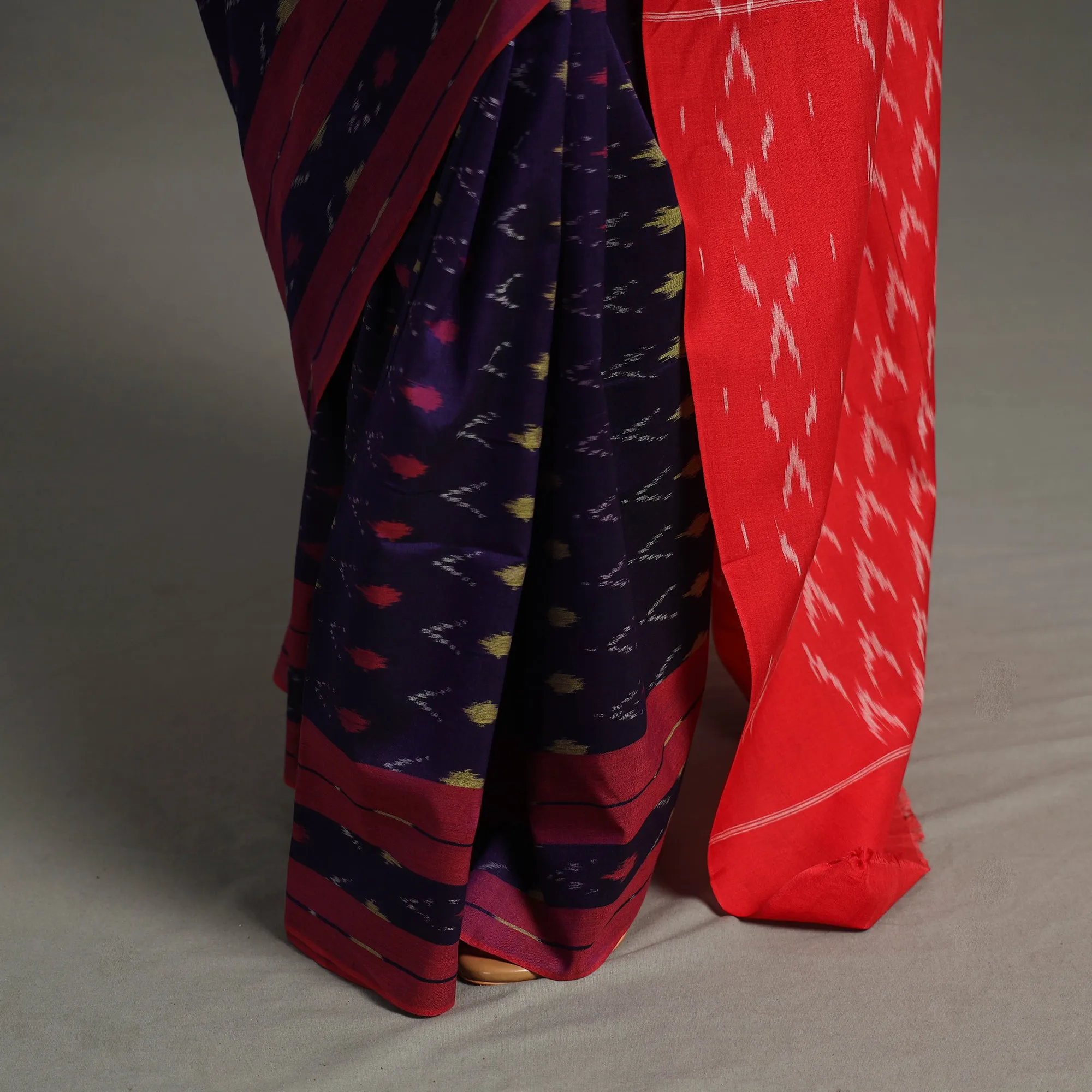 Blue - Mercerised Cotton Pochampally Ikat Saree 15