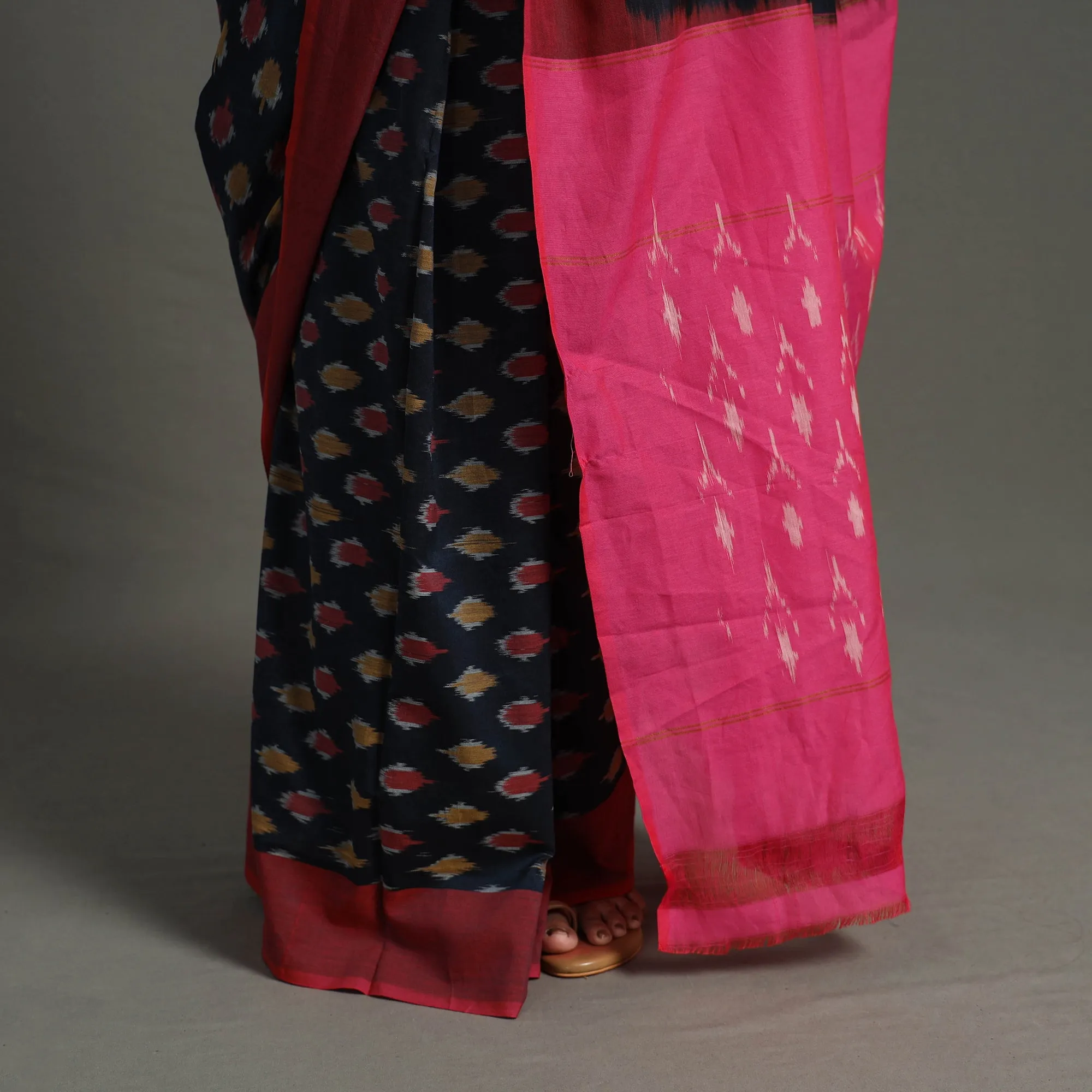 Blue - Mercerised Cotton Pochampally Ikat Saree 24