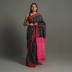 Blue - Mercerised Cotton Pochampally Ikat Saree 24