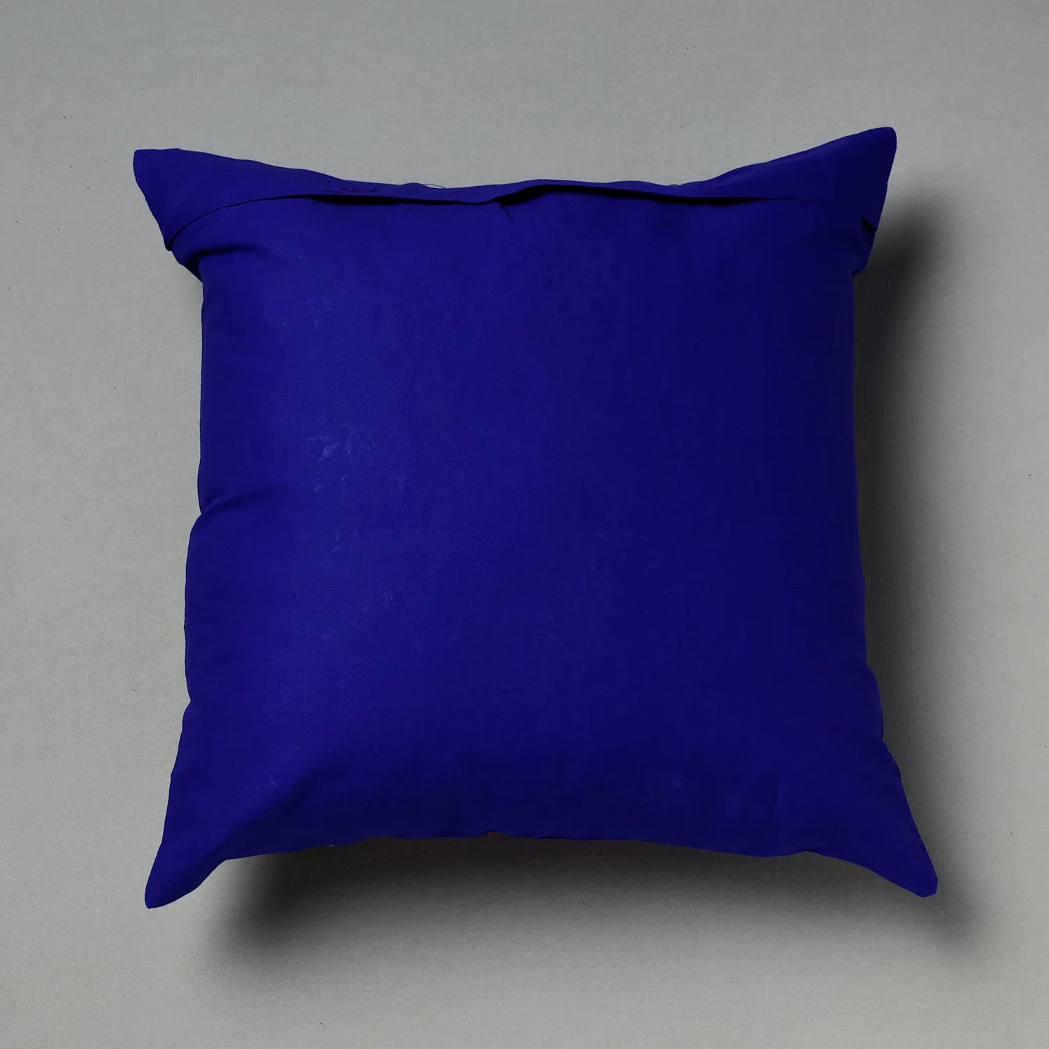 Blue - Pipli Applique Work Cotton Cushion Cover (16 x 16 in) Assorted