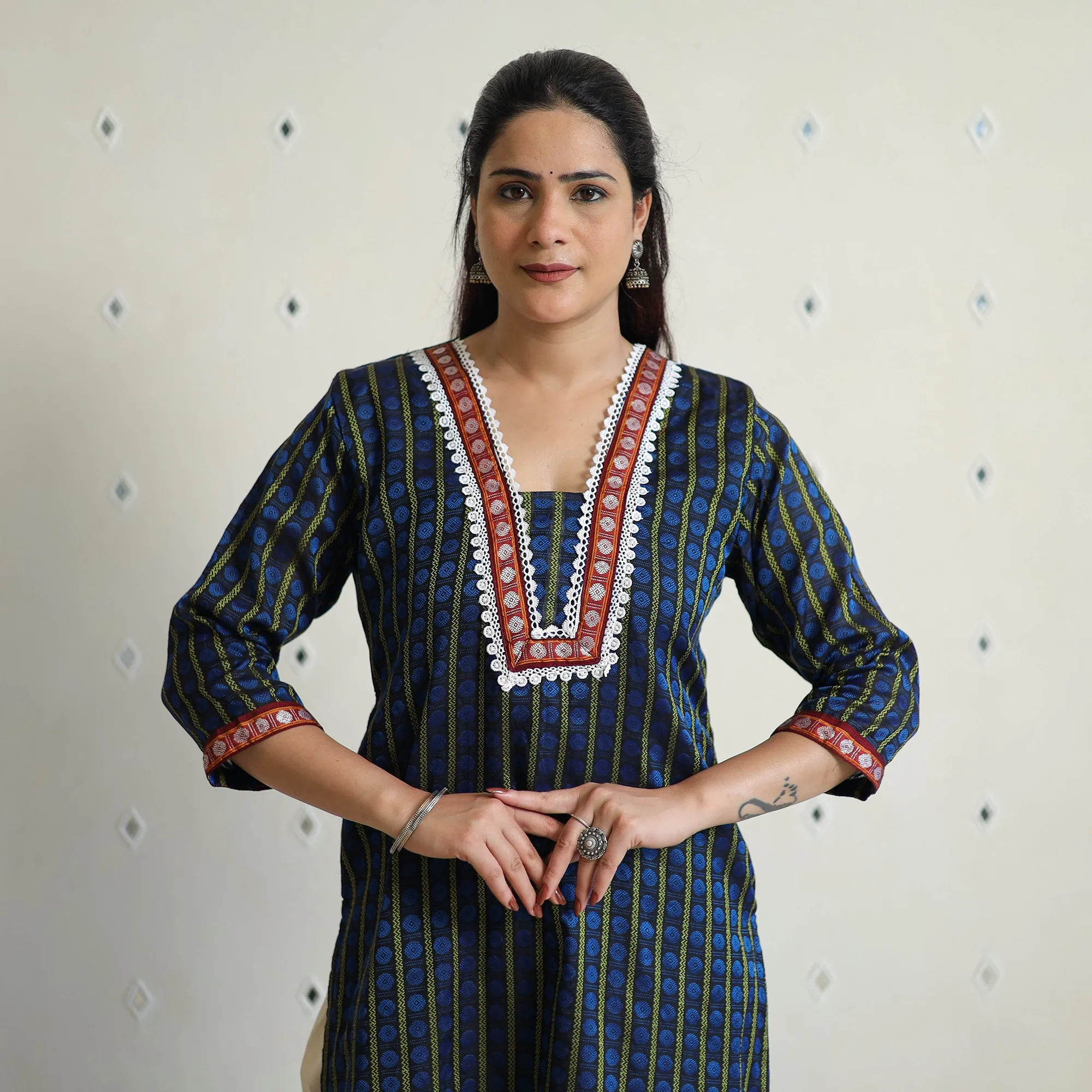 Blue - Traditional Cotton Khun Straight Kurta for Women 23
