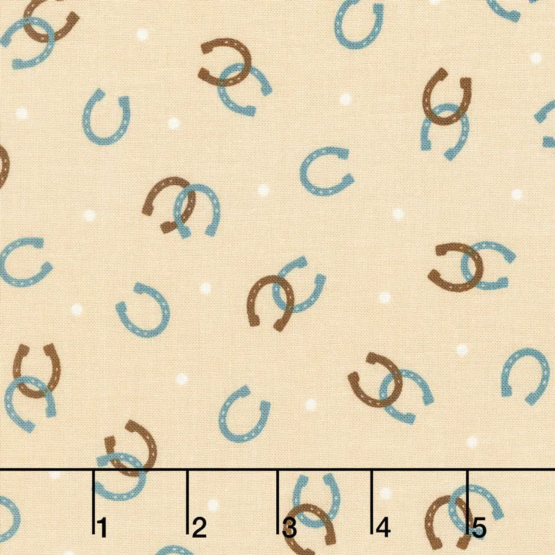 Boots and Spurs - Blue Colorway Boots Horseshoe Tan Yardage