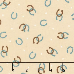 Boots and Spurs - Blue Colorway Boots Horseshoe Tan Yardage