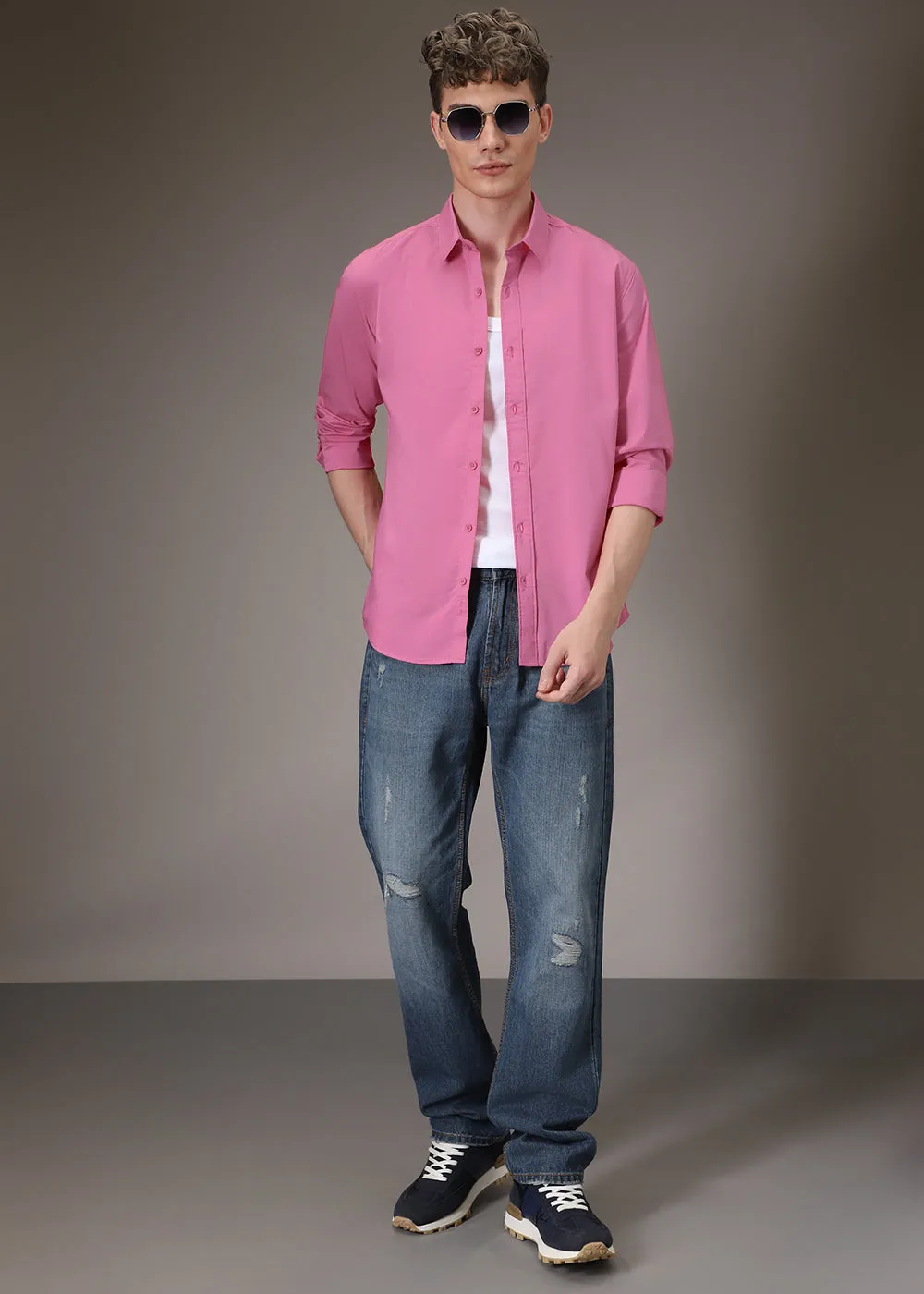 Bright Pink Cotton Shirt