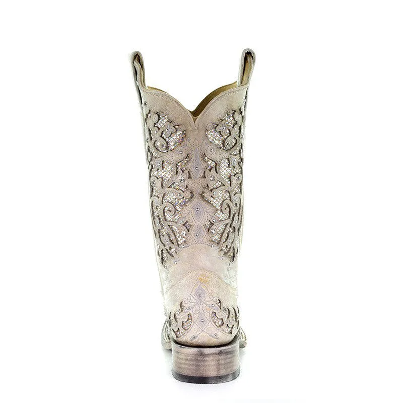 Corral Women's White Glitter Inlay Boots