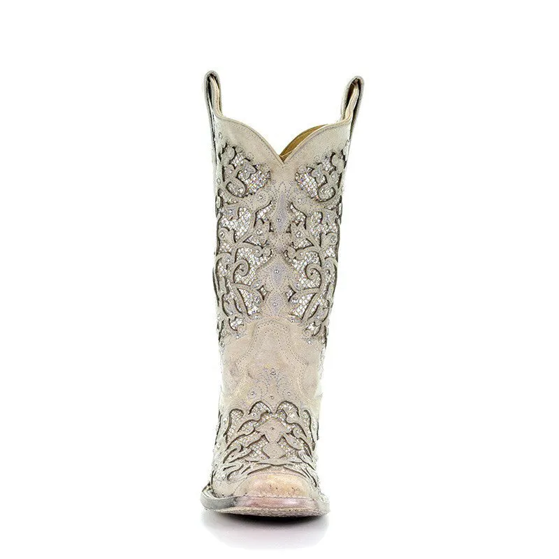 Corral Women's White Glitter Inlay Boots