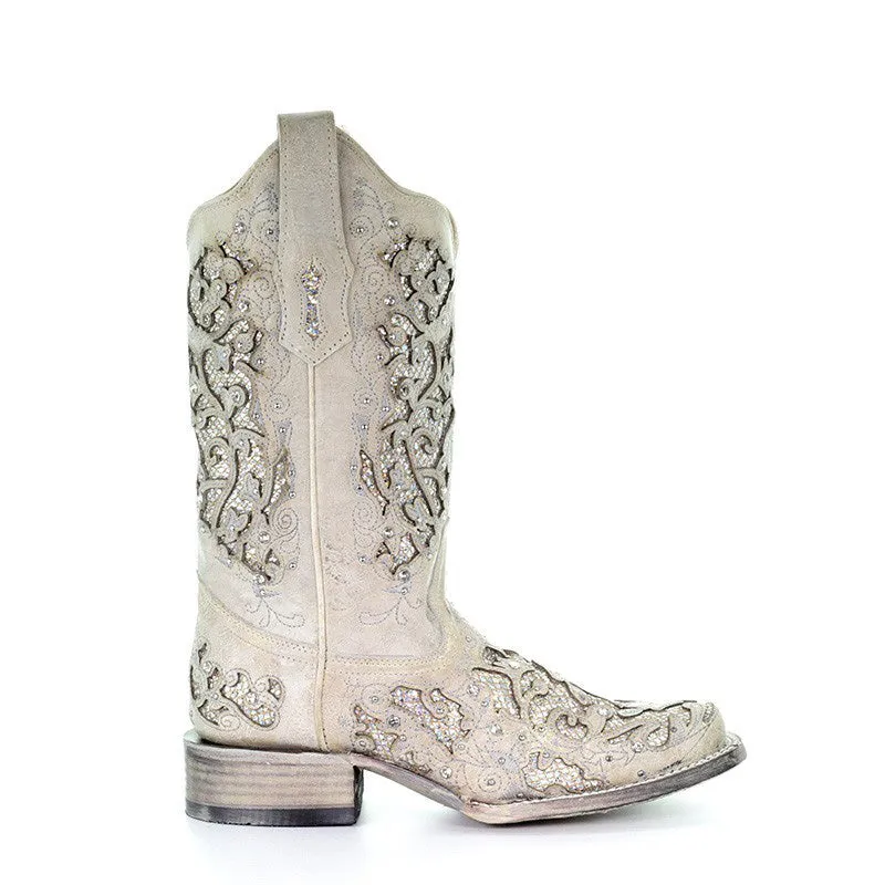 Corral Women's White Glitter Inlay Boots