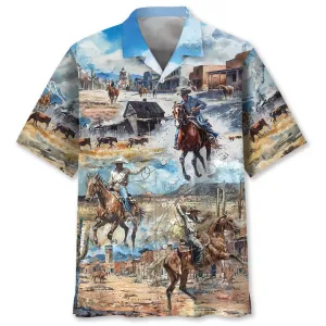 COWBOY LIFE VINTAGE ART HAWAIIAN SHIRT
