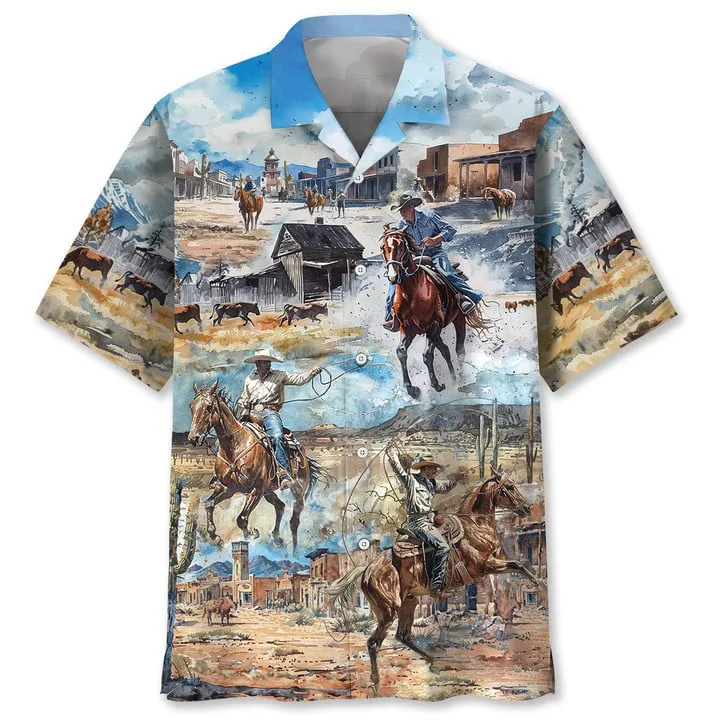 COWBOY LIFE VINTAGE ART HAWAIIAN SHIRT