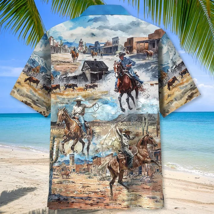 COWBOY LIFE VINTAGE ART HAWAIIAN SHIRT