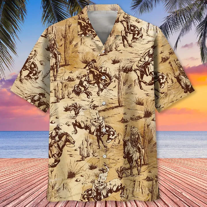 COWBOY RIDING HORSE HAWAIIAN SHIRT