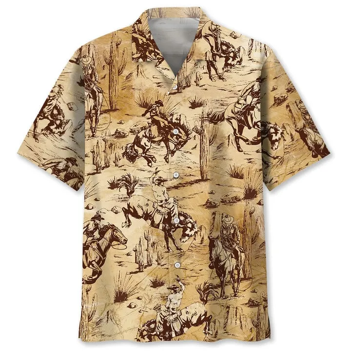 COWBOY RIDING HORSE HAWAIIAN SHIRT