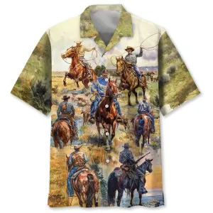 COWBOY VINTAGE ART HAWAIIAN SHIRT